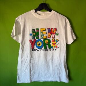 SMALL Vintage Orient New York City Graphic T-Shirt White Pop Art 90s